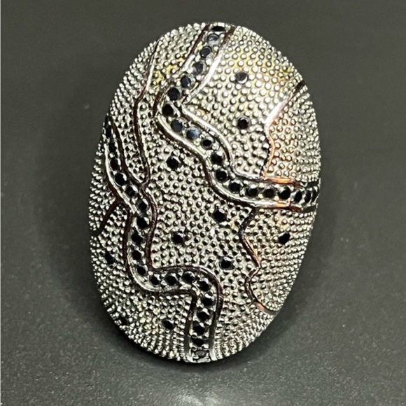 Rebecca of Italy Silver and Black Gold-Plated Bronze Ring w/ Cubic Zirconia - Picture 2 of 16